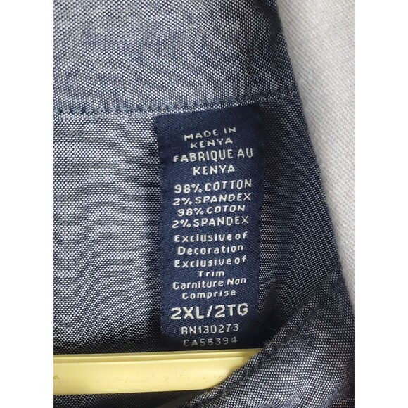 Wrangler Men's 2XL XXL Casual Button Down Shirt Gray Short Sleeve Pockets Flex - Picture 4 of 5